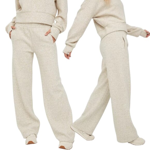 aerie Pants - Offline by Aerie Marbled Cream Snowday Wide Leg Pants Size Medium